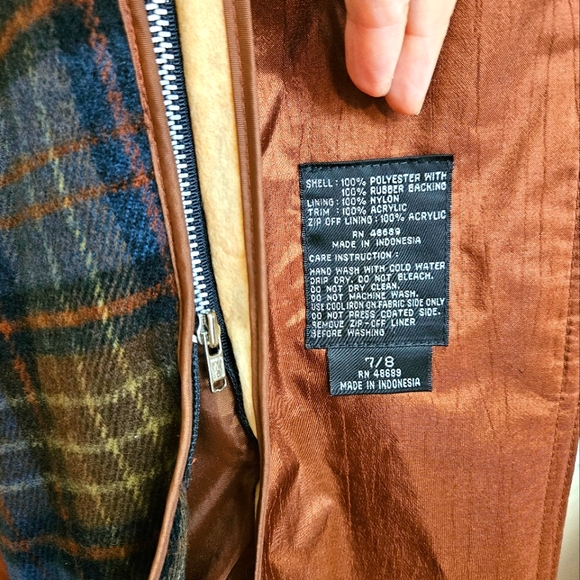 British Mist Women's Copper Bronze Brown Trench Coat Vintage Size 7-8 - Picture 8 of 10